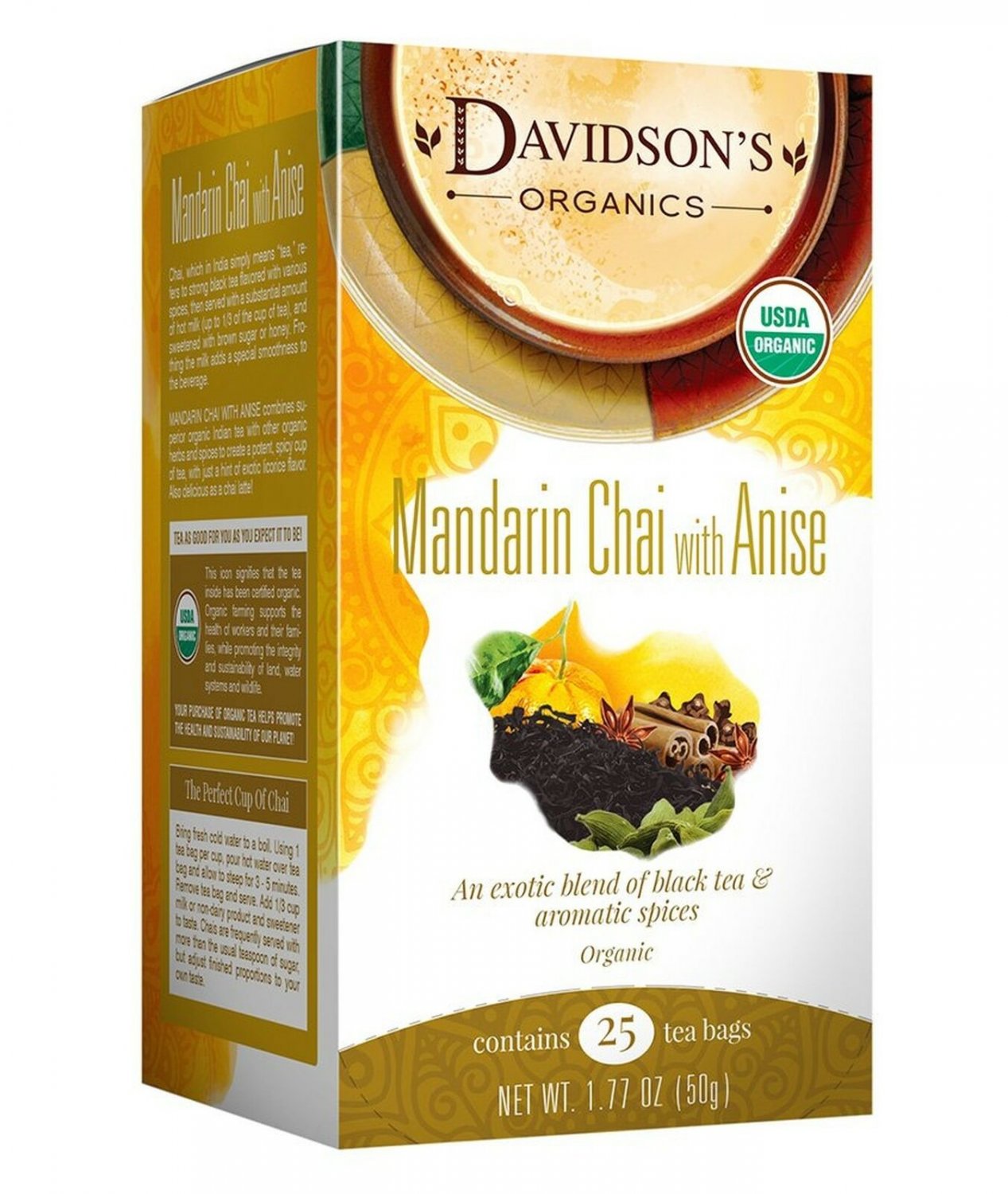Davidson's Tea Mandarin Anise Chai, 1.77 Oz, 25 Count Tea Bag