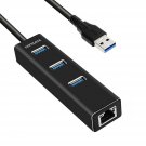 LYFNLOVE Aluminum 3-Port USB 3.0 Hub with RJ45 Gigabit Ethernet Port LAN Netw...