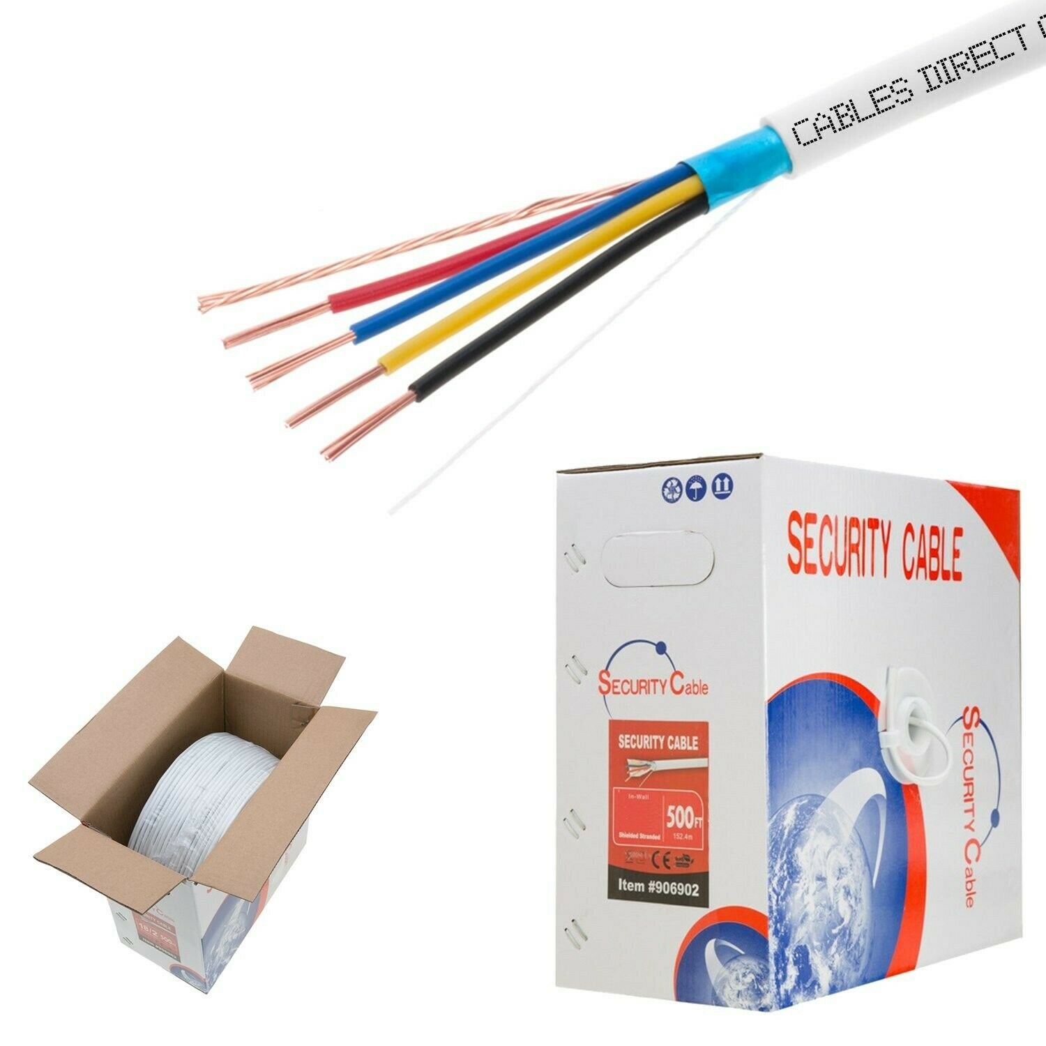 22/4 Solid 500FT Shielded Low Voltage Security Alarm Wire Cable Burglar Stati...