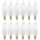 (Pack of 12) 15 Watt Clear Candelabra Base (E12) Flame Tip 120V Decorative Di...