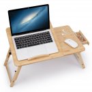 Juns Laptop Desk Adjustable Bamboo Breakfast Serving Bed Tray Tilting Top wit...