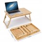 Juns Laptop Desk Adjustable Bamboo Breakfast Serving Bed Tray Tilting Top wit...