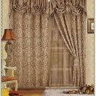 Fancy Collection Embroidered Curtain Set 4 Piece Taupe Mocha Drapes with Back...