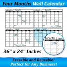Business Basics EXTRA LARGE Dry Erase 4 Month 24" x 36" in Wall Calendar Lami...