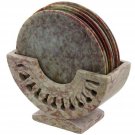 Contemporary Stone Ornament Coasters Holder Set Dining Table Coffee