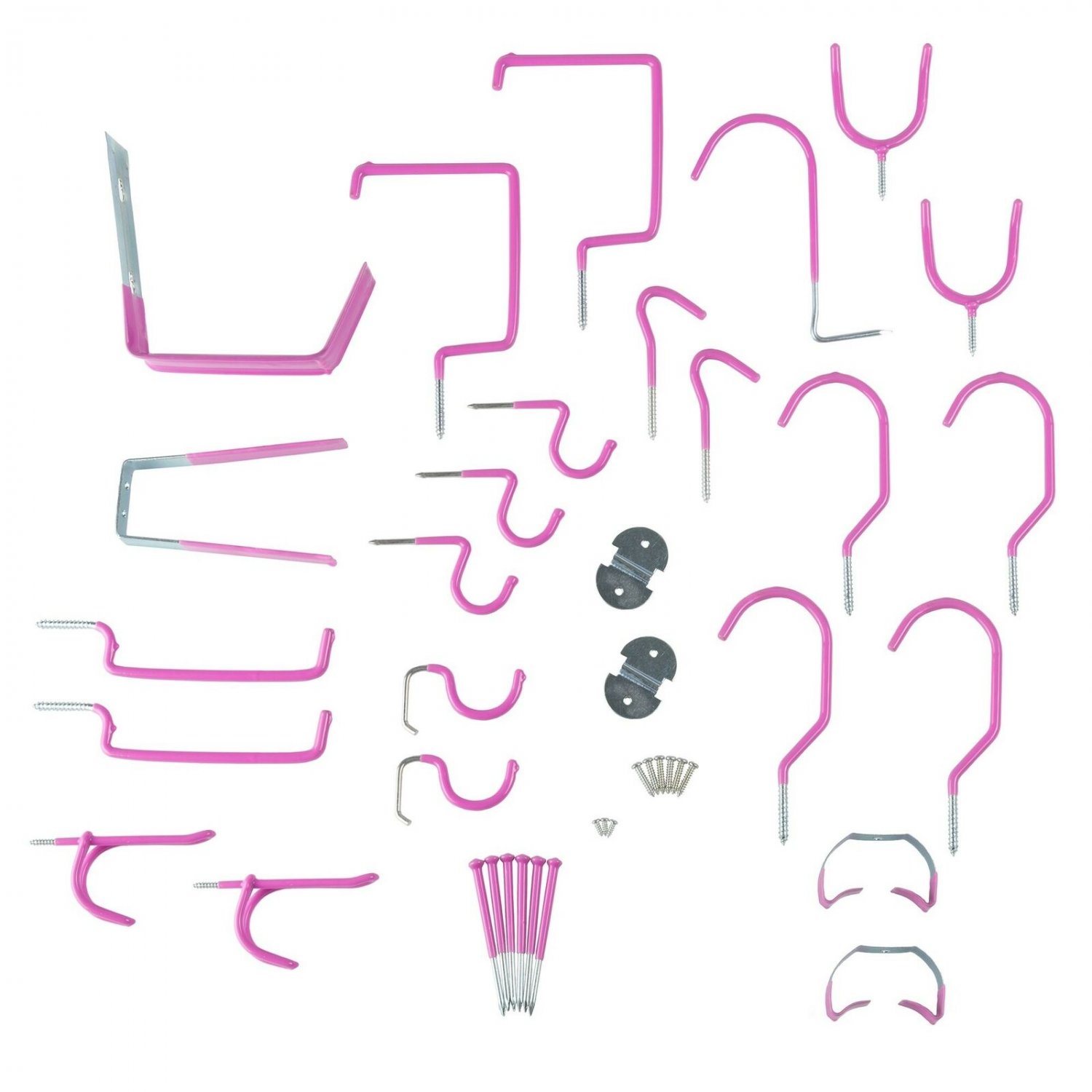 Stalwart 30 Pc Hang it Yourself Home Garage Wall Hook Kit - Hot Pink