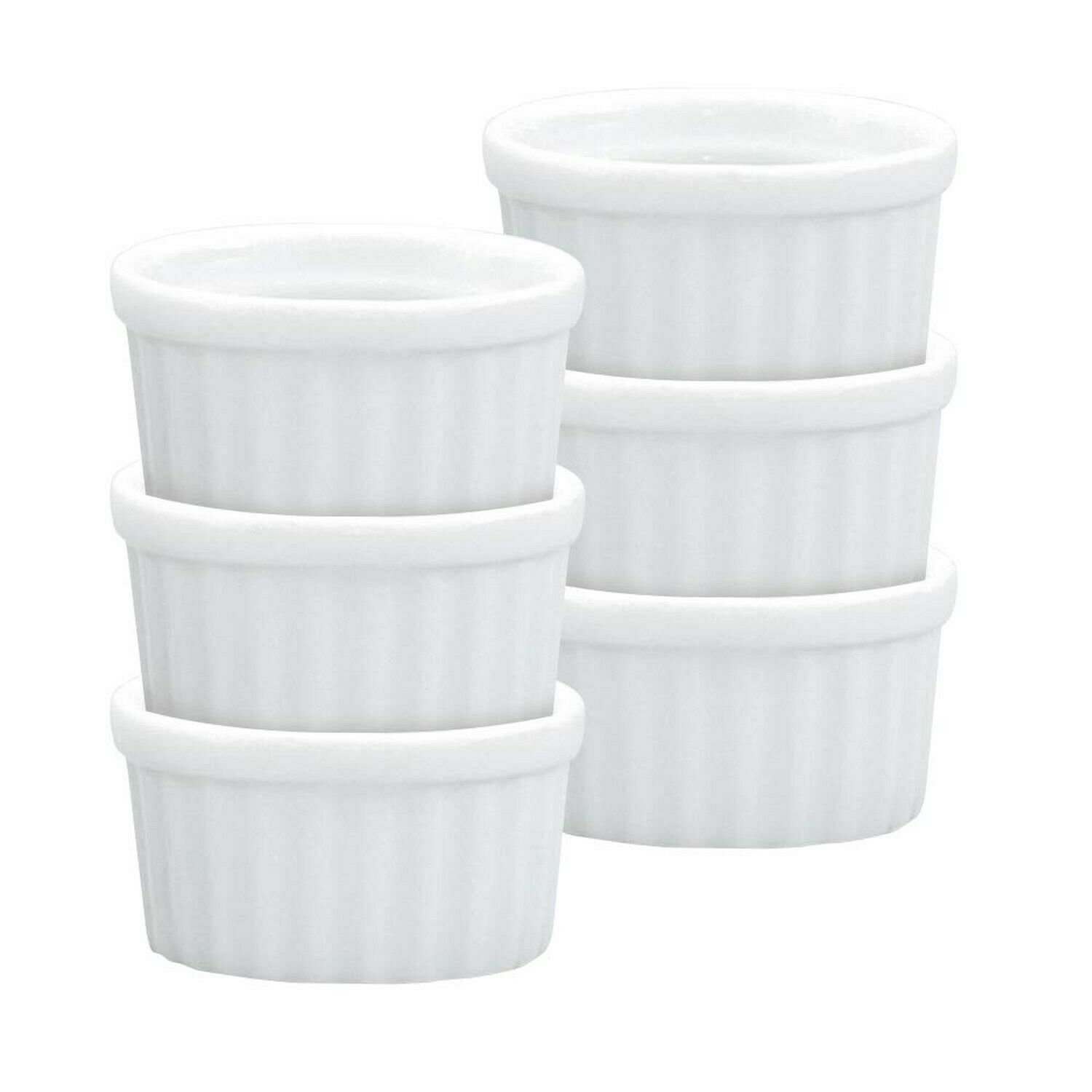 HIC Mini Butter Crock Ramekins, Fine White Porcelain, 2-Inch, 1-Ounce Capacit...