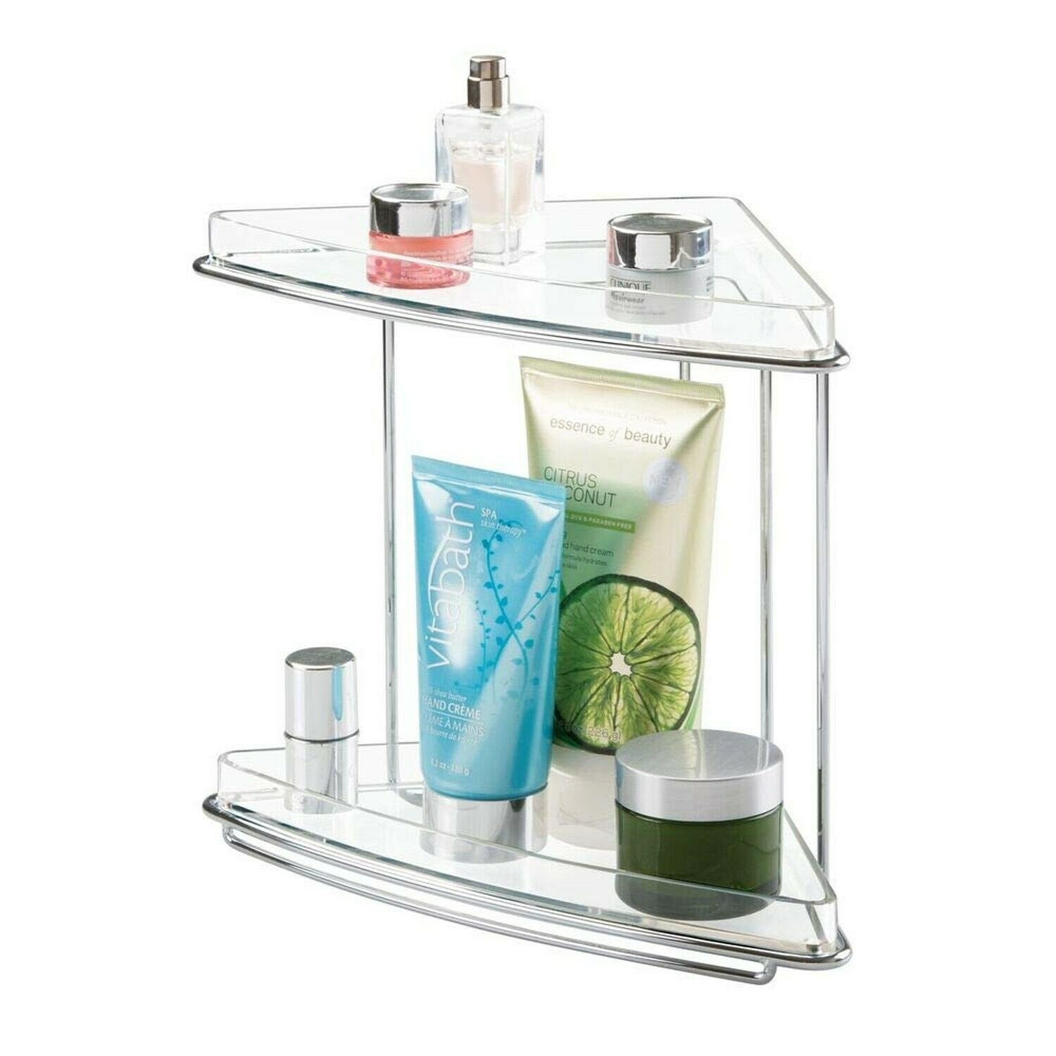 mDesign Metal 2-Tier Corner Storage Organizing Caddy Stand for Bathroom Vanit...