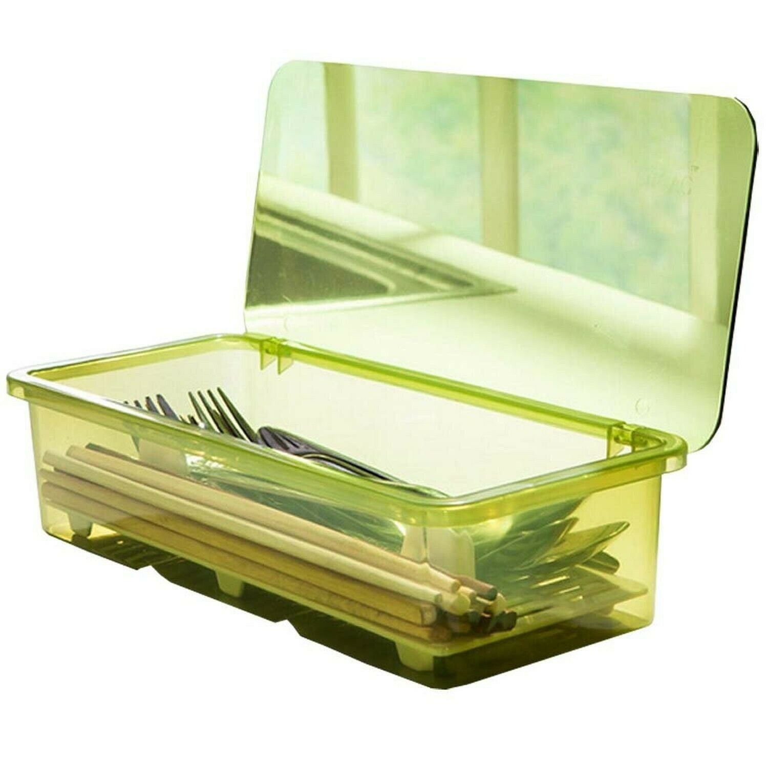 AIYoo Flatware Tray Kitchen Drawer Organizer With Lid And Drainer - Plastic K...