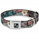 Buckle-Down Seatbelt Buckle Dog Collar - Flowers w/Filigree Pink
