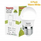 (6 Pack) Homelek 3W LED Light Bulbs, Equivalent to 25W, E26 Base, G45/G14 Bul...