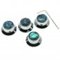 KAISH 4x Abalone Top Chrome LP Top Hat Knobs with Set Screw Metal Bell Knobs ...