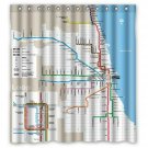 Anzona Classic Chicago Subway Map Pattern Bathroom Polyester Shower Curtain (...