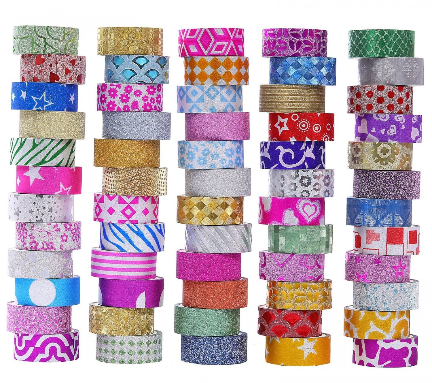 60 Rolls Glitter Washi Tape Set, Washi Masking Decorative Tapes for DIY Decor...