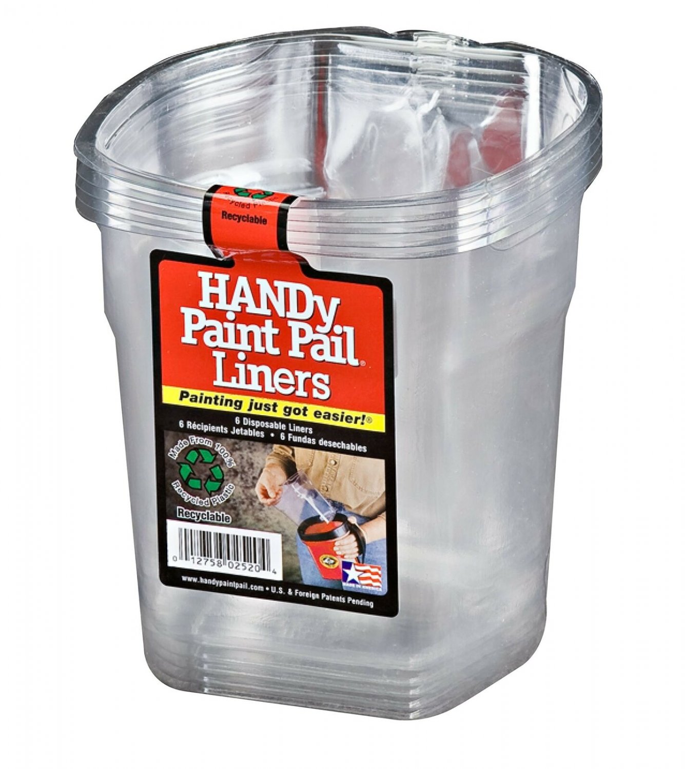 Bercom BER-2520-CT INC 6PK Handy 2520-CT Paint Pail Liners, 6-Count, Clear