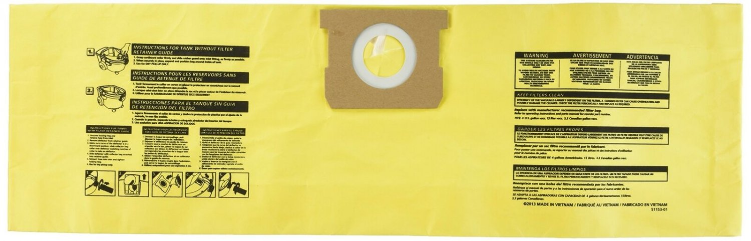Shop-Vac 91964 Type D AllAround Plus Collection Bag - Pack of 2 High Efficien...