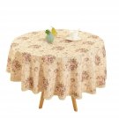 HIGHFLY Vintage Flower Decorative 55" Round Linen Tablecloth by Printed Patte...