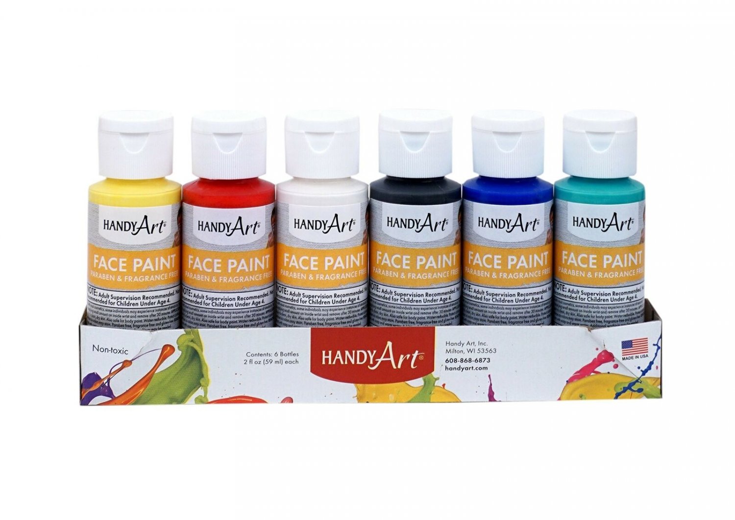Handy Art HAN882555 Primary Face Paint Kit, Assorted, 2-Ounce