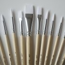 Jerry Q Art 12 PC White Synthetic Hair Round And Flat Paint Brush Set With Sh...