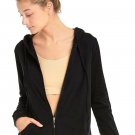 Sofra Women's Thin Cotton Zip Up Hoodie Jacket Large Black