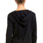 Sofra Women's Thin Cotton Zip Up Hoodie Jacket Large Black