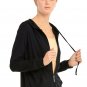 Sofra Women's Thin Cotton Zip Up Hoodie Jacket Large Black