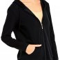 Sofra Women's Thin Cotton Zip Up Hoodie Jacket Large Black