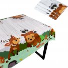 Blue Panda Woodland Animals Party Tablecloth - 3-Pack Disposable Plastic Rect...