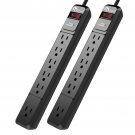 SMART ON 6 Outlets Surge Protector Power Strip(2 Pack)- 6 ft Long Power Cord ...