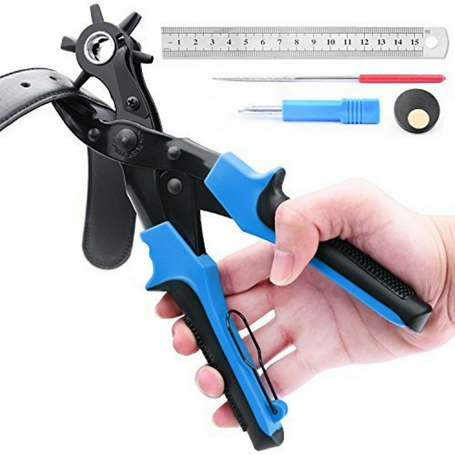 BONROB Leather Hole Punch Hole Punch Tool Belt hole Punch Pliers with measuri...