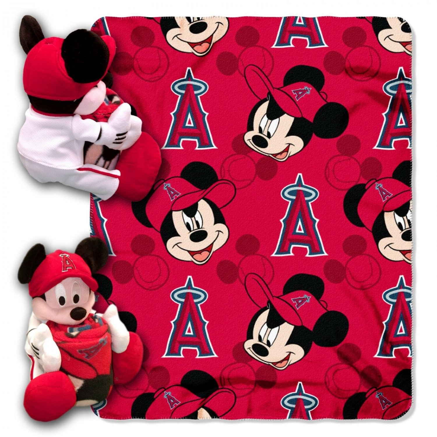 Officially Licensed MLB & Mickey Cobranded Hugger and Fleece Throw Blanket, S...