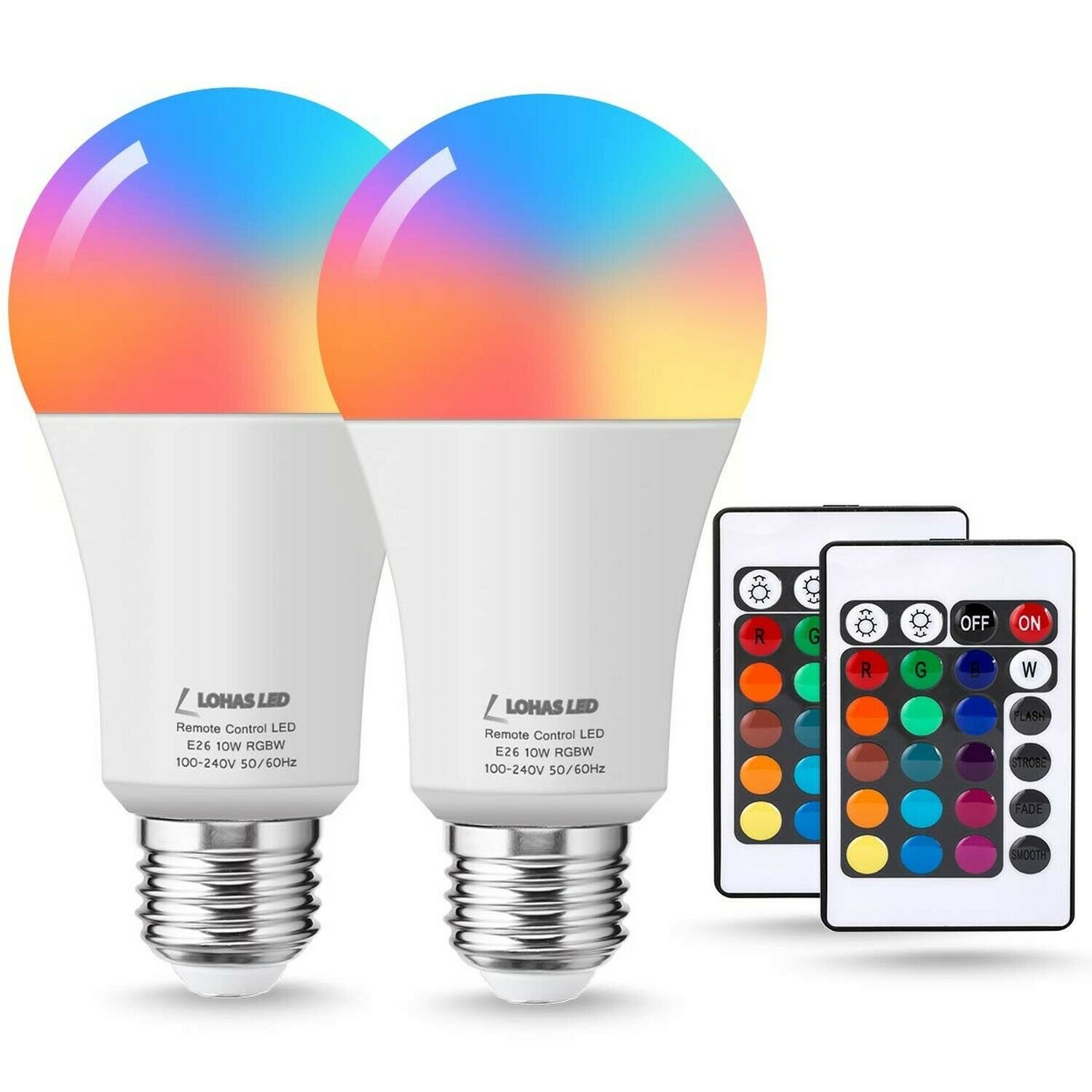 LOHAS Dimmable Color Changing LED Light E26 Base 10W, 60W Equivalent A19 LED ...