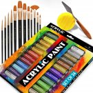 Complete Acrylic Paint Set – 24х Rich Pigment Colors – 12x Art Brushes with B...