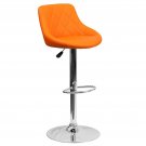 Flash Furniture Contemporary Orange Vinyl Bucket Seat Adjustable Height Barst...