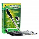 TICONDEROGA RediSharp Plus Low Odor Permanent Markers, Fine Tip, Black, 12-Pa...
