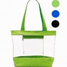 Clear Tote Bag With Zipper and Interior Pocket Clear Purse Medium Size (Green)