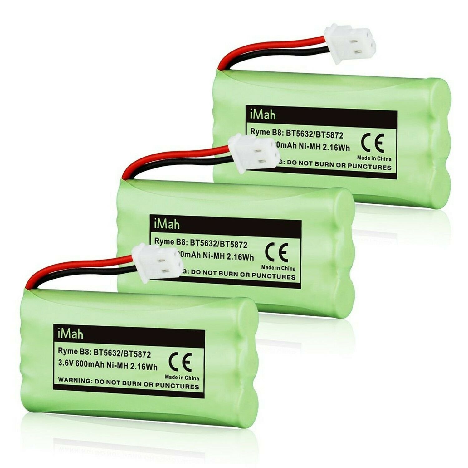 3-Pack iMah Ryme B8 BT5632 BT5872 Cordless Phone Battery Compatible with Vtec...