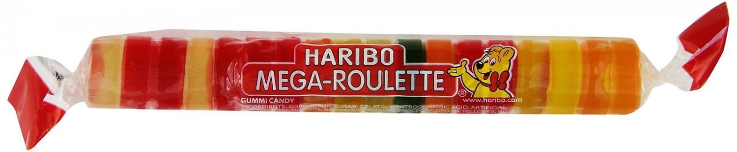 Haribo Gummi Roulettes, Mega-Roulette, 1.59 oz. Roll (Pack of 24)