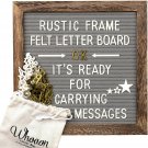 Rustic Wood Frame Gray Felt Letter Board 10x10 inches. Pre-Cut 440 White & Go...
