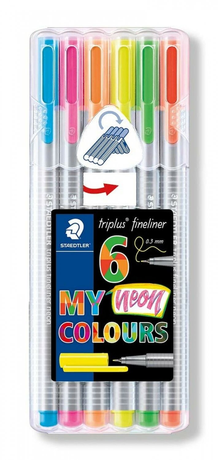 Triplus coloring pens Neon ballpoint pens, 0.3 mm, metal Clad, 6 point / PK, ...
