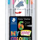 Triplus coloring pens Neon ballpoint pens, 0.3 mm, metal Clad, 6 point / PK, ...
