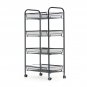 Mind Reader Rolling Metal Mesh 4 shelf Utility Cart, Black, Tier Black 4 Tier