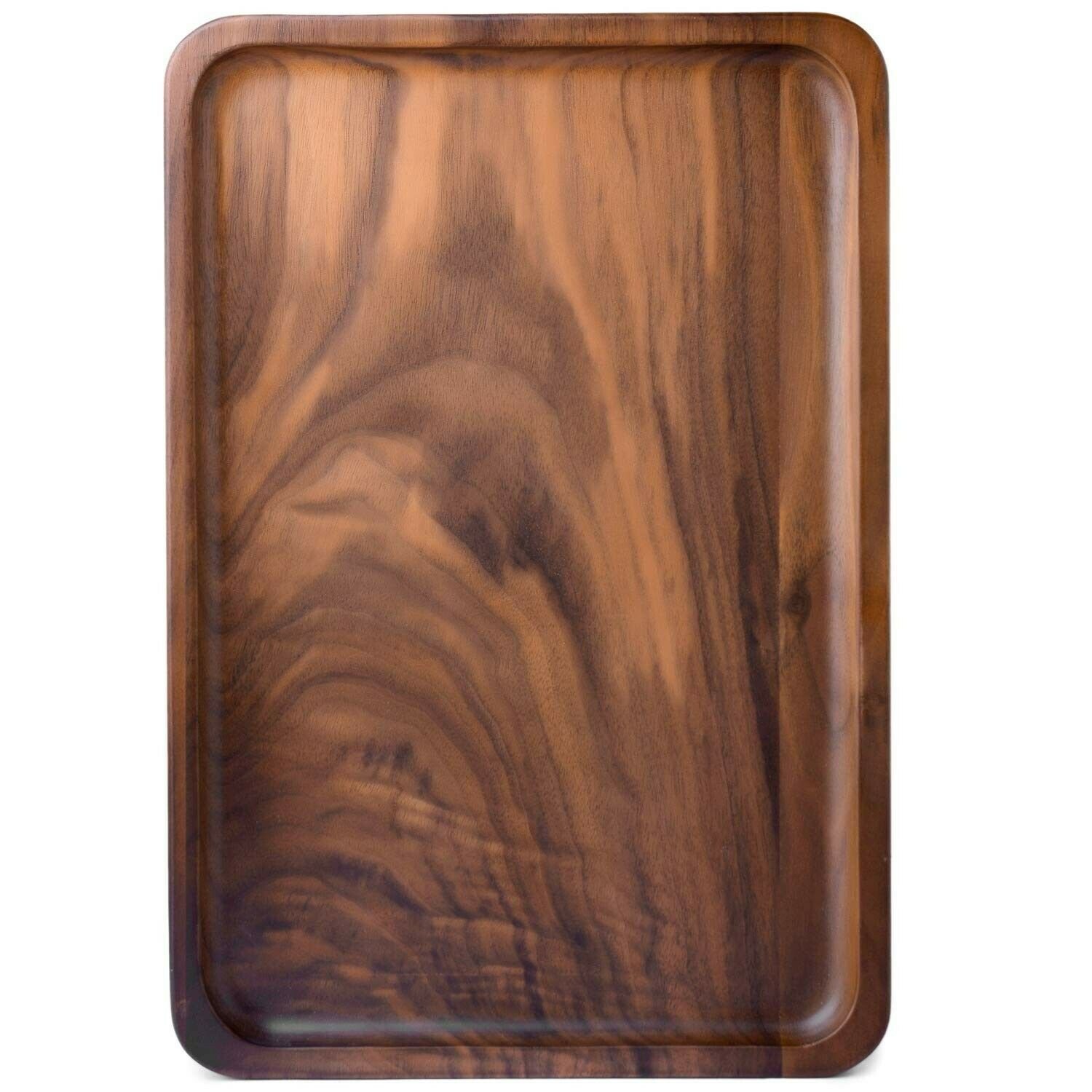 Bamber Wood Rectangular Serving Trays, Medium, Black Walnut, 13.4 x 9 Inches