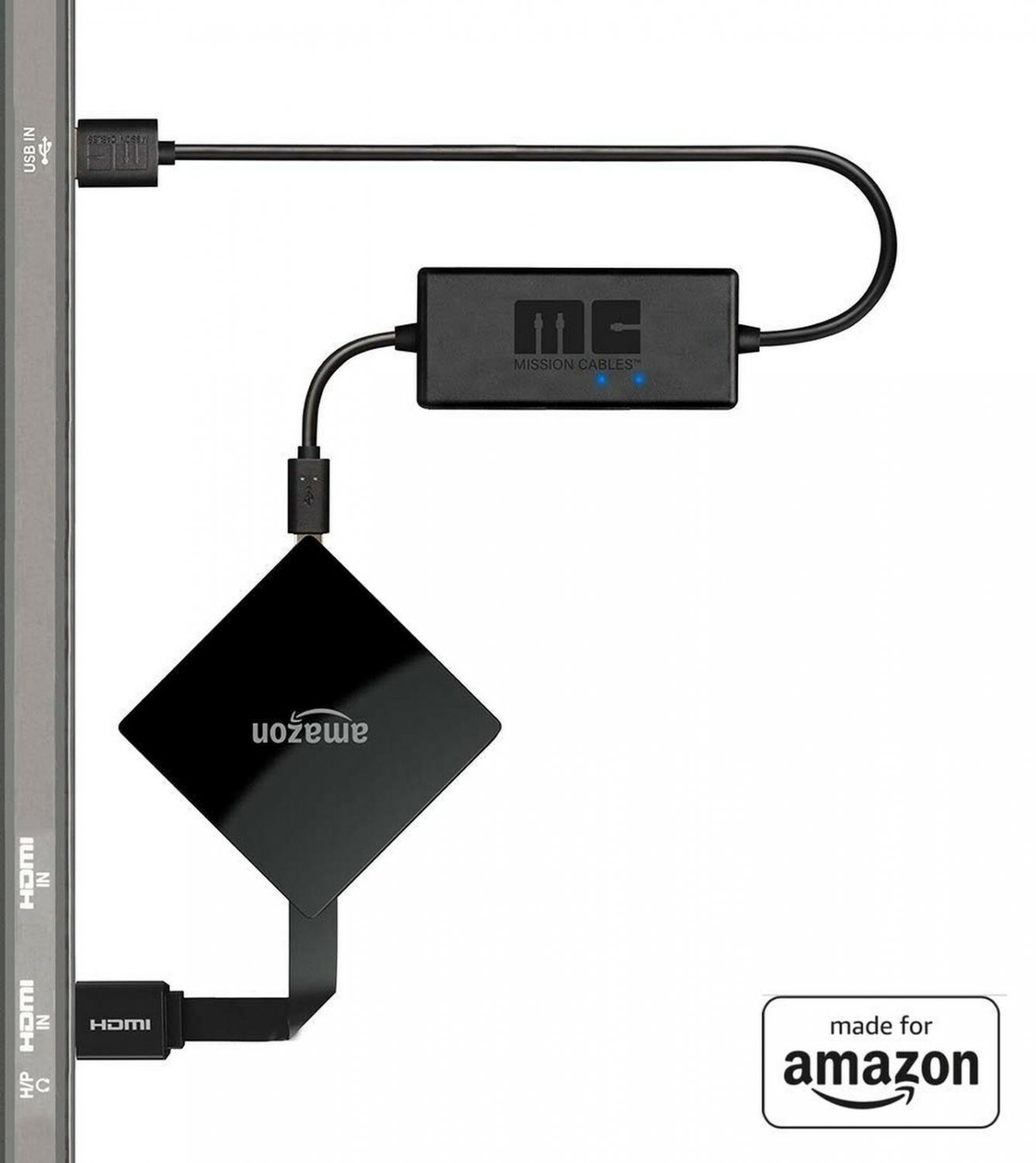 "Made for Amazon" Mission USB Power Cable for Amazon Fire TV 4K (Eliminates t...