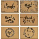 120 Thank You Cards with Brown Kraft Envelopes and Stickers - Elegant 6 Desig...