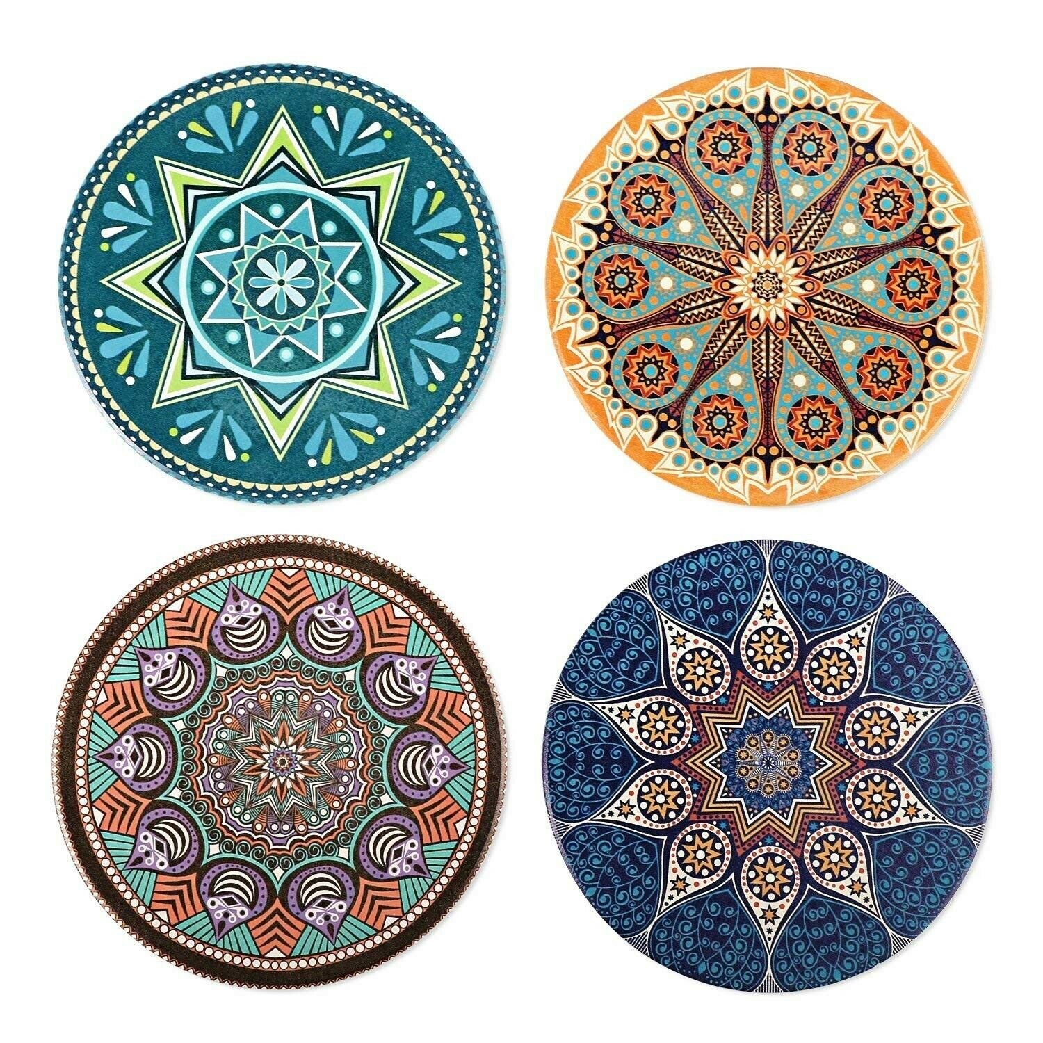 WATSON Coasters For Drinks Absorbent -4 Pack Large 4.0" Size Ceramic Stone Co...