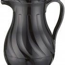 Winco Push Button Insulated Beverage Server with Swirl Design, 64-Ounce, Black