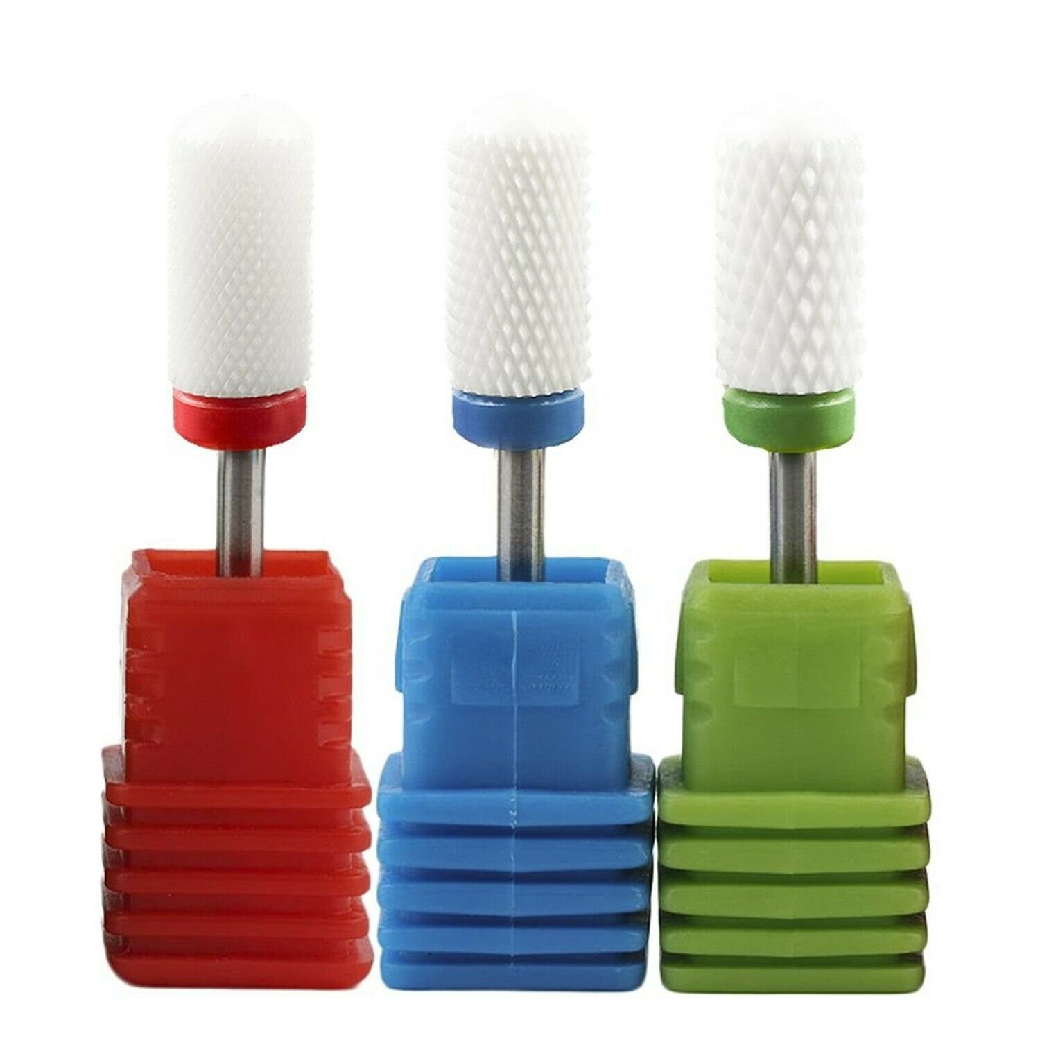 3/32" Ceramic Nail Drill Bits Set Pro Coarse Medium Fine Grit Manicure Drill ...