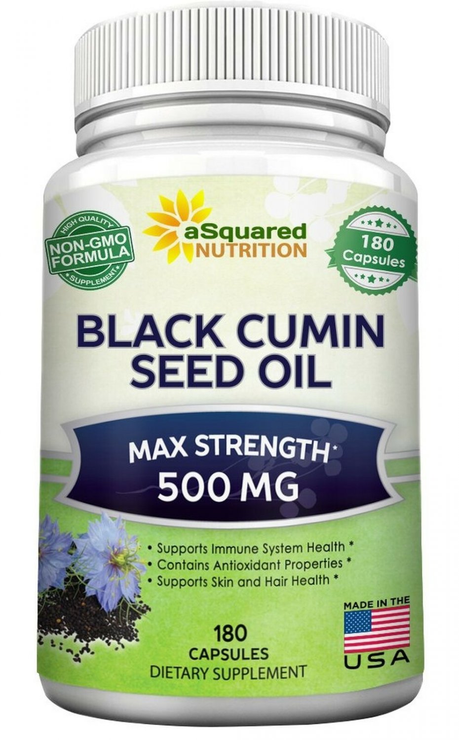 Pure Black Cumin Seed Oil 500mg - 180 Capsules - Cold Pressed Black Seed Oil ...