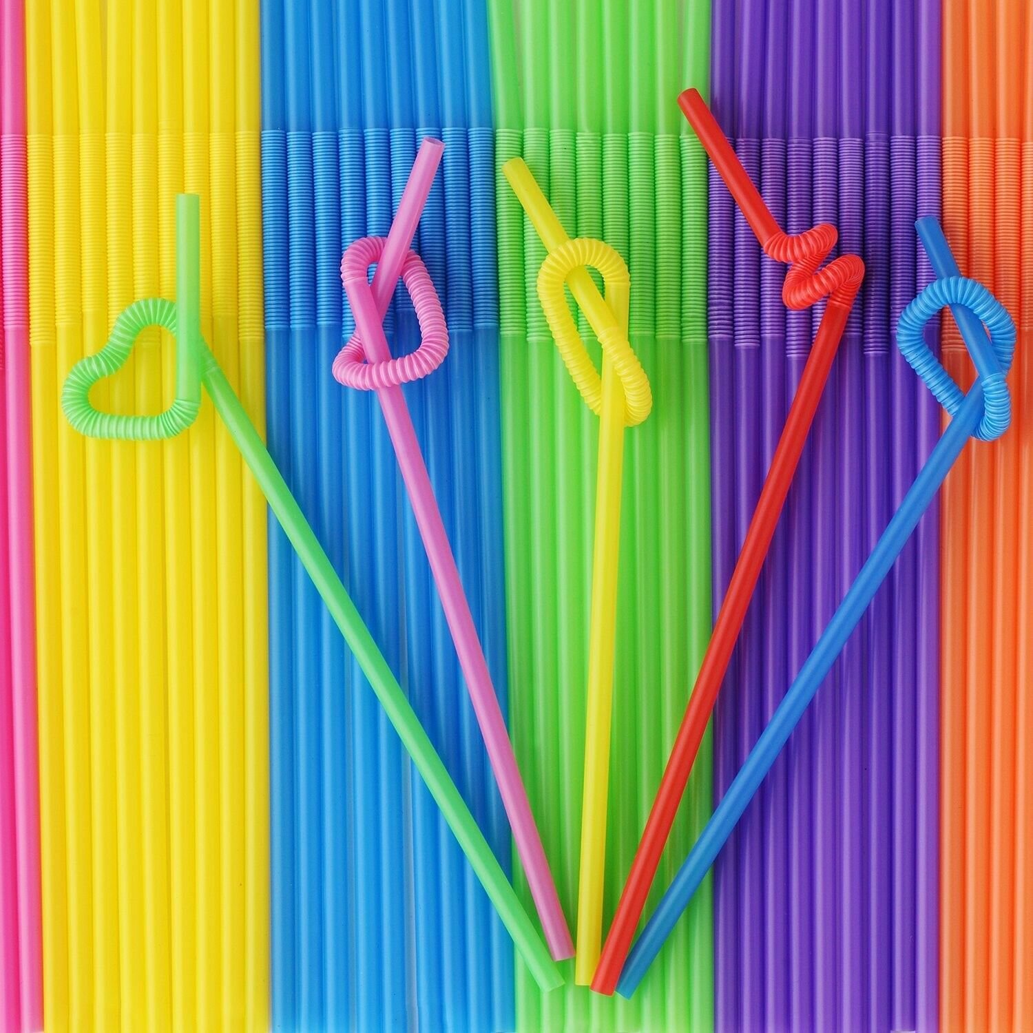 Be Lighted Long Drinking Straws, 200 Pack, 10-13", Individual Package Disposa...